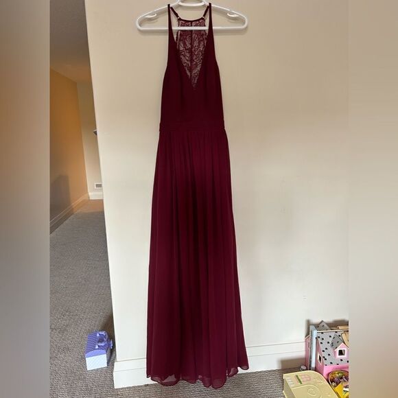 Lulus Love Spell Burgundy Lace-Back Maxi Dress - Picture 7 of 15